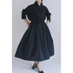 ◆選べるスカート丈 ギャザーボリュームスカート【Gather volume skirt】Black 1枚目の画像