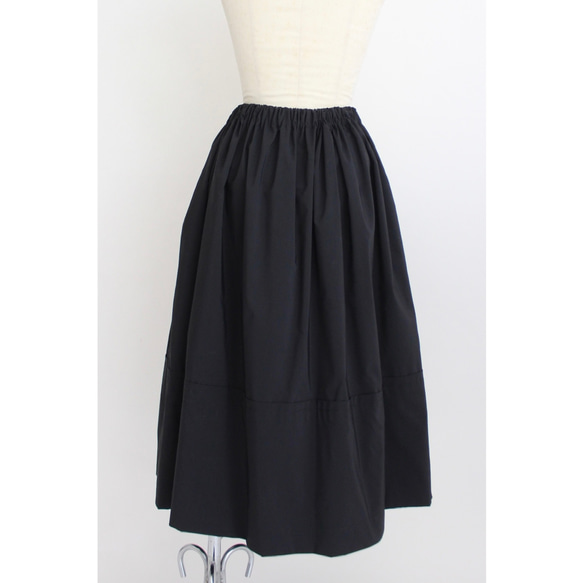 ◆選べるスカート丈 ギャザーボリュームスカート【Gather volume skirt】Black 7枚目の画像