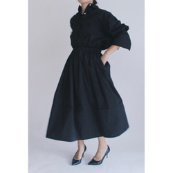 ◆選べるスカート丈 ギャザーボリュームスカート【Gather volume skirt】Black 2枚目の画像