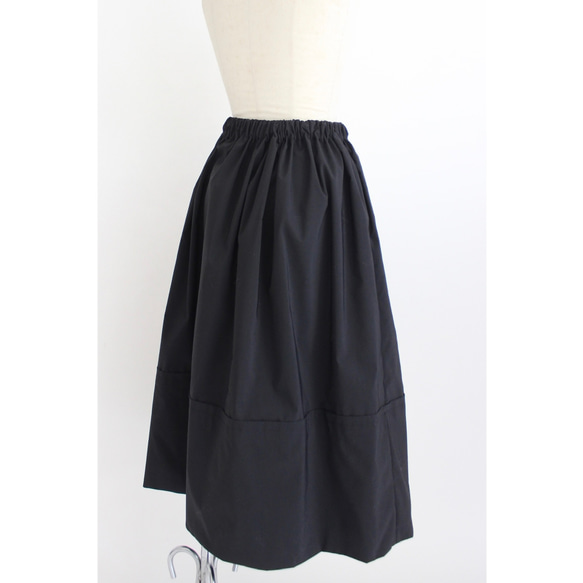 ◆選べるスカート丈 ギャザーボリュームスカート【Gather volume skirt】Black 6枚目の画像