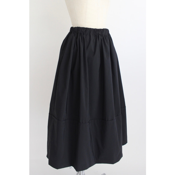 ◆選べるスカート丈 ギャザーボリュームスカート【Gather volume skirt】Black 4枚目の画像