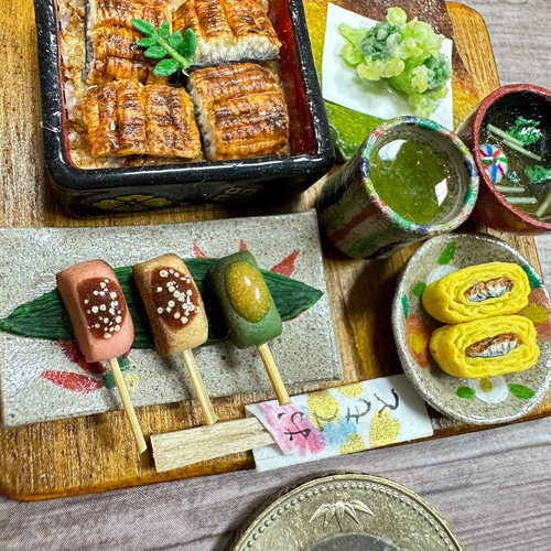 ミニチュアうな重定食(生麩田楽ver.) 立体・オブジェ はらぺこ