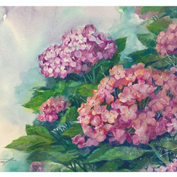 絵画  作者不詳  アートポスター 静物画 縁起物 青い紫陽花 作者不詳 絵画 アートポスター 静物画 縁起物 紫陽花の青い花