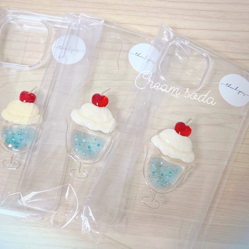 空色クリームソーダのスマホケース|キラキラ|全機種オーダーOK 空色クリームソーダのスマホケース|キラキラ|全機種オーダーOK
