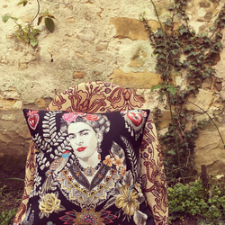 Frida Kahlo クッションカバー black made in France フランス製 2枚目の画像