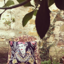 Frida Kahlo クッションカバー black made in France フランス製 6枚目の画像