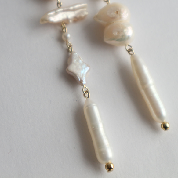 Freshwater pearl long pierce(earring) 3枚目の画像