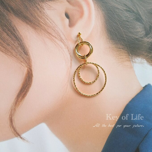Key of Life【大ぶりゴールドリング】大人 フォーマル カジュアル 金属  
