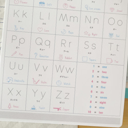 下敷き・アルファベット表 B5サイズ 学校のノートにぴったり （オリジナル 英語 入園 入学 視覚支援 ふりがな） 3枚目の画像