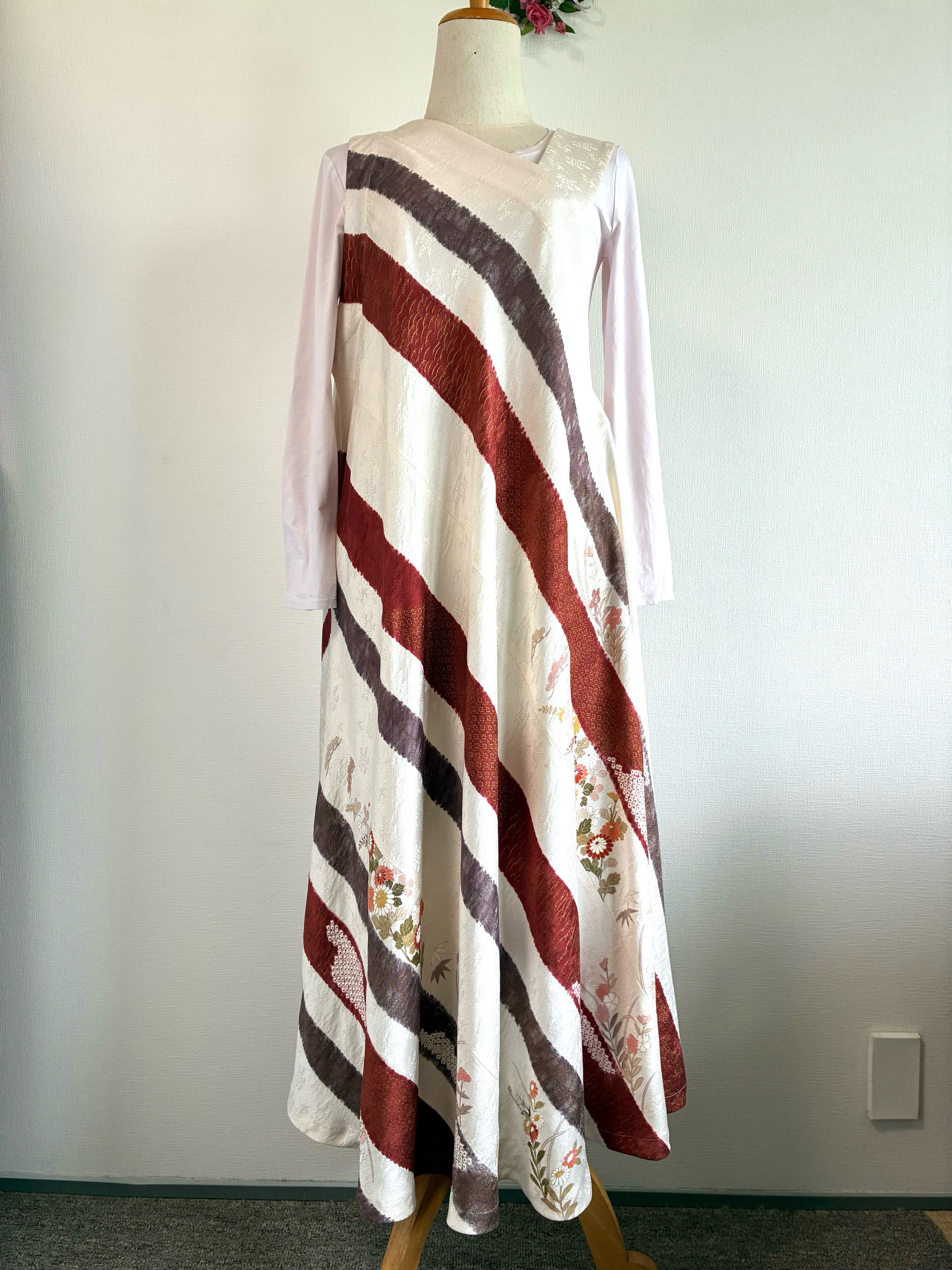 大人のジャンバースカート　着物リメイク　送料無料