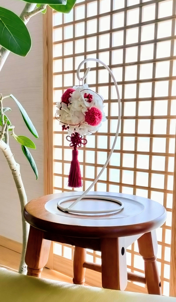 お花のぼんぼり　特別感　ハレの日フラワーギフト　お洒落　個性的なプレゼント　　気持ちが伝わるプレゼント　和モダン 6枚目の画像