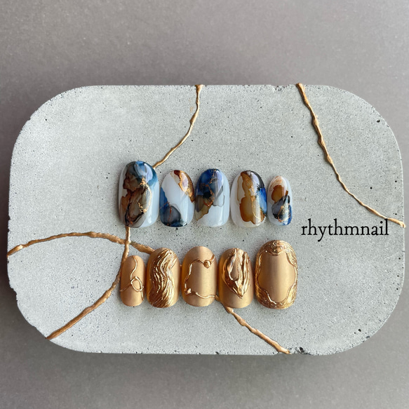 ink art × gold × nuance 】インクアートネイル ゴールドネイル  