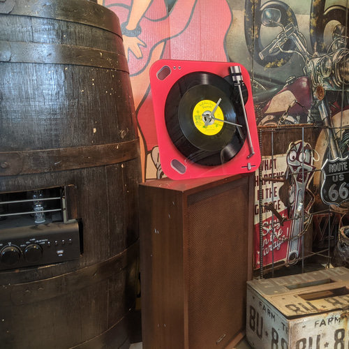 アメリカン雑貨 レコードプレーヤー（RED） レコード盤 ウォール