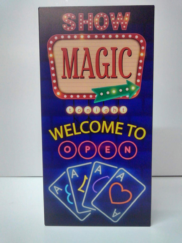 【Lサイズ】マジック 手品 マジシャン トランプ バー ポーカークラブ サイン ランプ 看板 置物 雑貨 ライトBOX 4枚目の画像