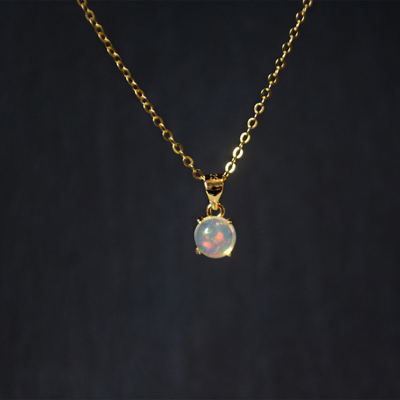オパール色とチェーンが選べる　厳選６ｍｍ天然宝石質オパールのネックレス ペンダント SV925  ネコポス送料無料 5枚目の画像