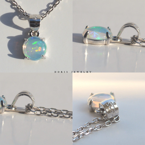 ❤❤美品〚3㌌〛オパール 　　　ペンダント 青緑色✨✨ オパール色とチェーンが選べる 厳選6mm天然宝石質オパールの