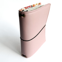 B6 サイズ システム手帳カバートラベラーズノートカバー手帳カバー合皮レザー ピンク だるま 招き猫 6枚目の画像