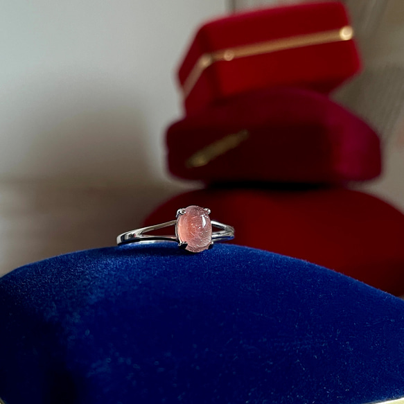 希少石　ストロベリークォーツ　silver925　リング　＊　指輪　天然石　フリーサイズ　苺水晶 11枚目の画像