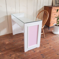 かわいい おしゃれ ネイルテーブル ネイルデスク W1000ホワイト ガラス天板 ネイルサロン 自宅サロン オーダー家具 6枚目の画像