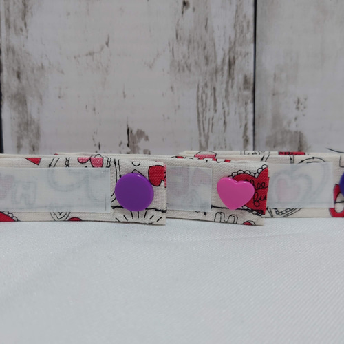 タグ／お名前／お名前スナップタグ／3セット／ハート柄／丸型／ハート  