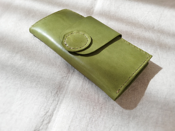 simple wallet　ピスタチオグリーン　オイルワックスレザー 2枚目の画像