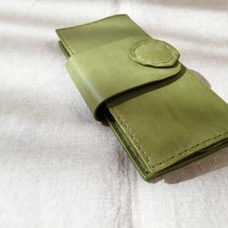 simple wallet　ピスタチオグリーン　オイルワックスレザー 4枚目の画像