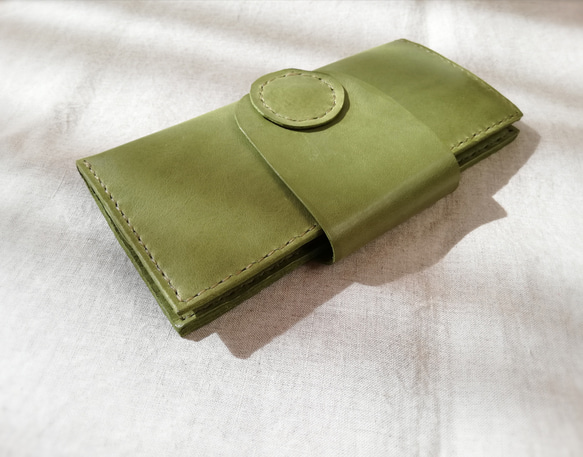 simple wallet　ピスタチオグリーン　オイルワックスレザー 3枚目の画像