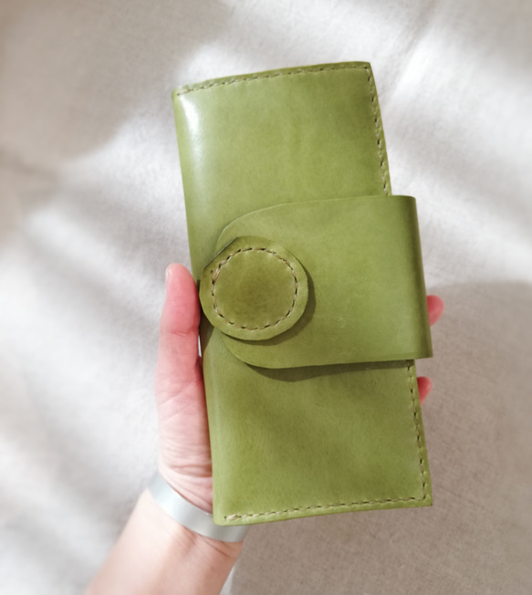 simple wallet　ピスタチオグリーン　オイルワックスレザー 16枚目の画像