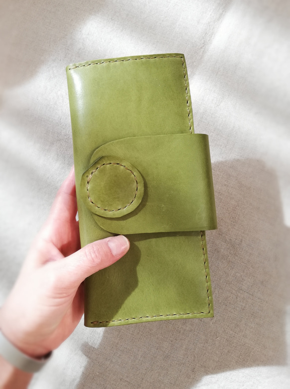 simple wallet　ピスタチオグリーン　オイルワックスレザー 15枚目の画像