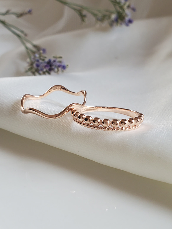 ゴールド リング ウェーブデザイン Jeweluce K10 地金 リング Wave ウェーブライン 指輪 ホワイト