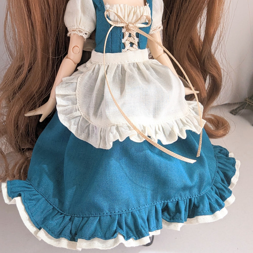 870【ブライス ワンピース】ターコイズブルーのディアンドル風
