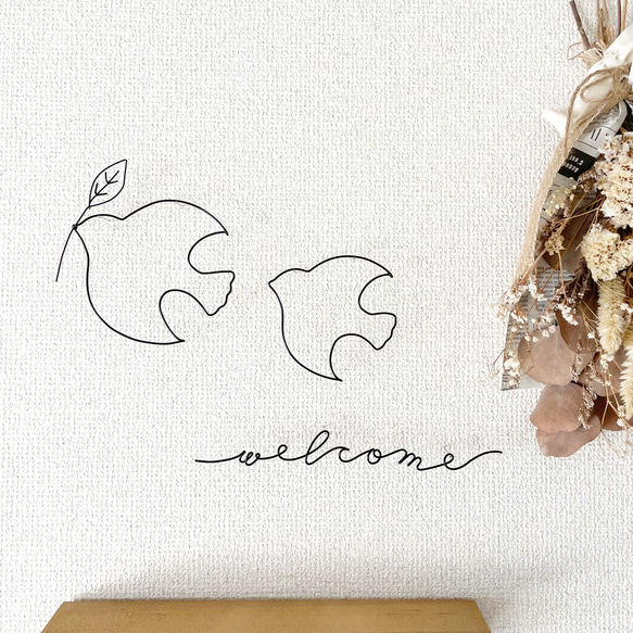 北欧の鳥 親子セットとwelcome】ワイヤーアート ワイヤークラフト