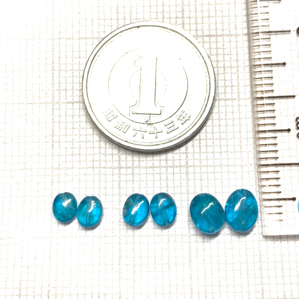 10%offセール‼️ 宝石質ネオンブルーアパタイト＊小粒オーバルタンブル＊6個 6枚目の画像