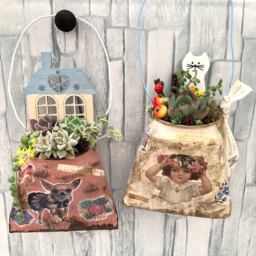 リメイク缶241☆多肉植物☆寄せ植え☆インテリア 送料無料】5/8〜発送 再販♡可愛い アンティーク調 リメイク缶