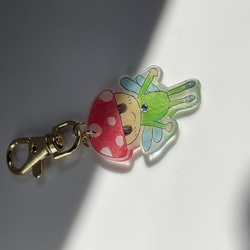 【新作　注文製作】キノコ妖精　バッグチャーム　プラバン　キーホルダー 4枚目の画像