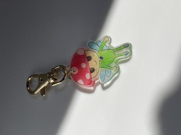 【新作　注文製作】キノコ妖精　バッグチャーム　プラバン　キーホルダー 4枚目の画像