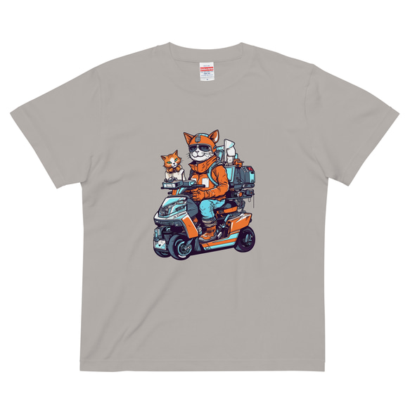 猫 「趣味はツーリングです」 オリジナルキャラクター コットンTシャツ：送料無料 1枚目の画像