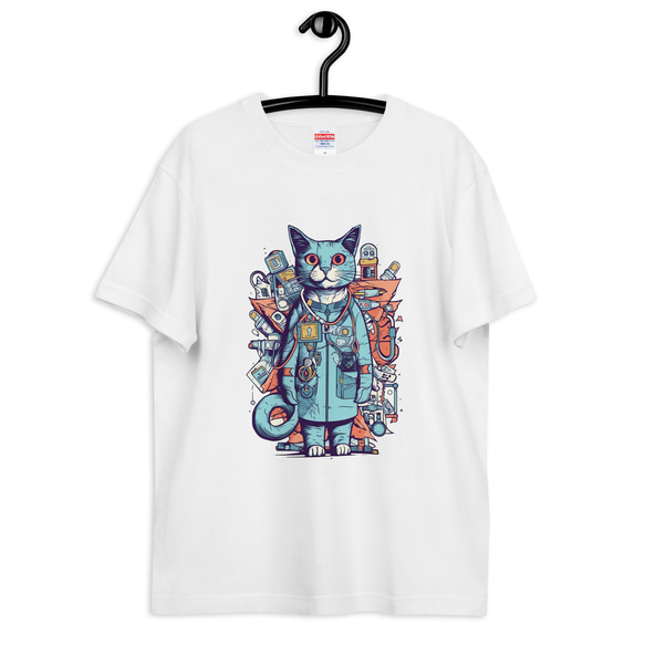 猫ドクター「お薬出しておきますね」 オリジナルキャラクター コットンTシャツ：送料無料 8枚目の画像