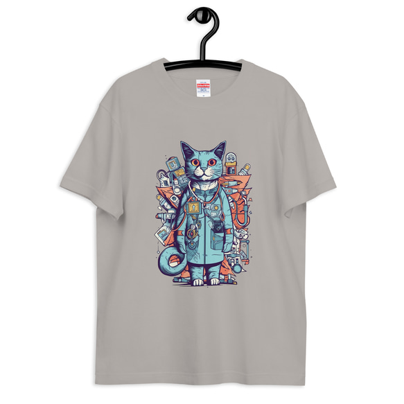 猫ドクター「お薬出しておきますね」 オリジナルキャラクター コットンTシャツ：送料無料 5枚目の画像