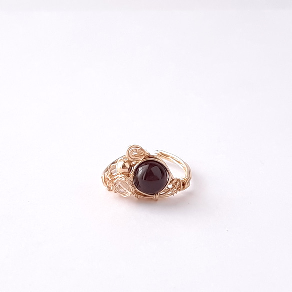 1月誕生石】黒い宝石 ガーネットの14kgf製リング 指輪・リング ...