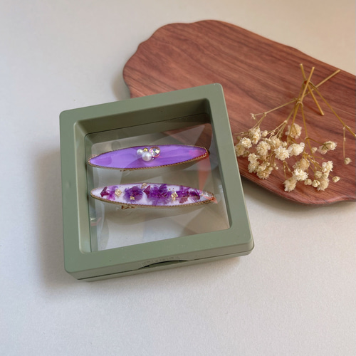 ヘアクリップ レジン 二等辺三角形 ジャックポットと紫陽花 ヘアクリップ レジン 二等辺三角形 ジャックポットと紫陽花 ヘア