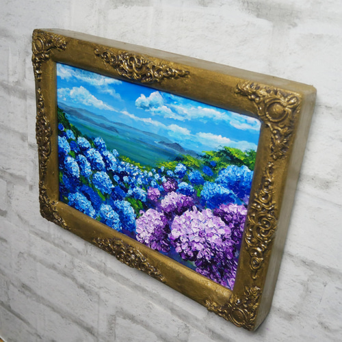 油絵 油彩 油彩画 絵画 絵【くじゅう連山と青い花】 油絵 油彩 油彩画 絵画 絵【紫雲出山の紫陽花】 絵画 HR 通販