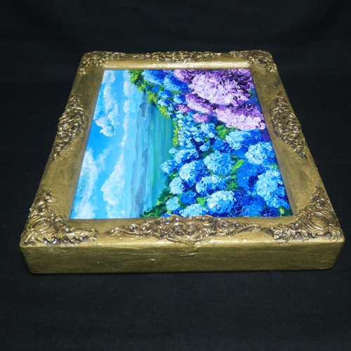 油絵 油彩 油彩画 絵画 絵【紫雲出山の紫陽花】 油絵 油彩 油彩画 絵画 絵【紫雲出山の紫陽花】