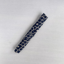 【1点もの】着物地ので作る箸袋・カトラリーホルダー -ウール 紺に絣花菱 P-66 3枚目の画像