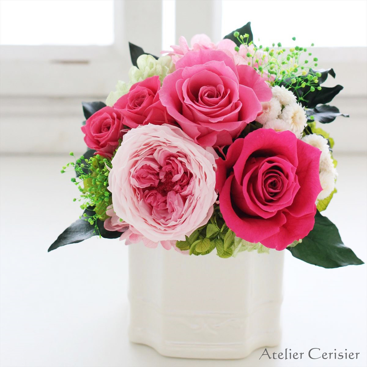 プリザーブドフラワー＜リル Sサイズ＞ローズピンク ローズ オールドローズ【お祝い】