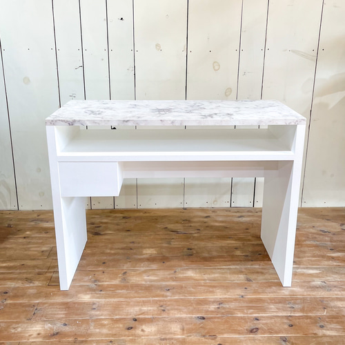 ネイルテーブル　ホワイト 大理石風テーブル ネイル デスク 机 テーブル 大理石柄 収納 おしゃれ ネイル