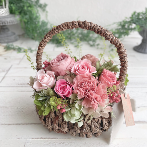 母の日*華モーヴバスケット*あふれる花籠アレンジメント 母の日*華モーヴバスケット*あふれる花籠アレンジメント