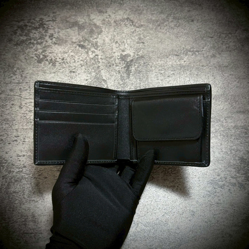 総手縫い スタースティングレイ ミニ財布 ガルーシャ ブラック 黒 2 スタースティングレイ 二つ折り 財布 総手縫い 梅花皮 折財布