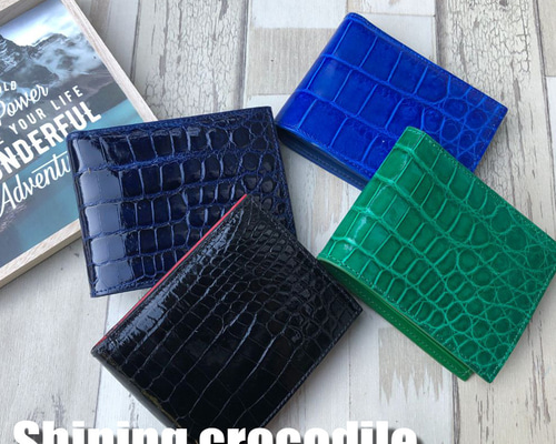 rank 特S】二つ折り財布 シャイニング クロコダイル クロコ 財布
