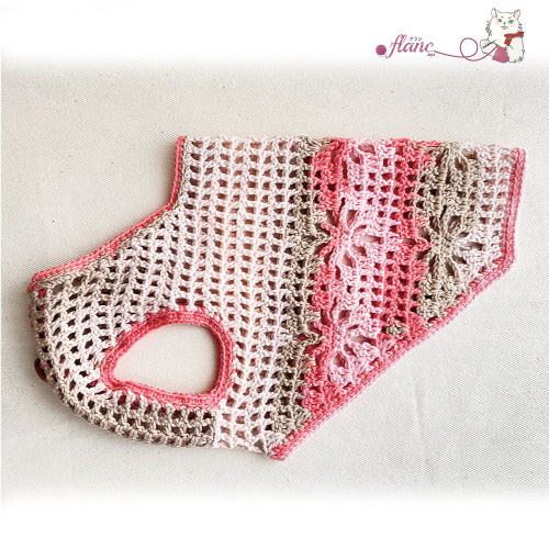 ハンドメイド　編み模様両面ボアタンクトップ　犬服 2af9e8e1bdfc2a03a66235c2713b93